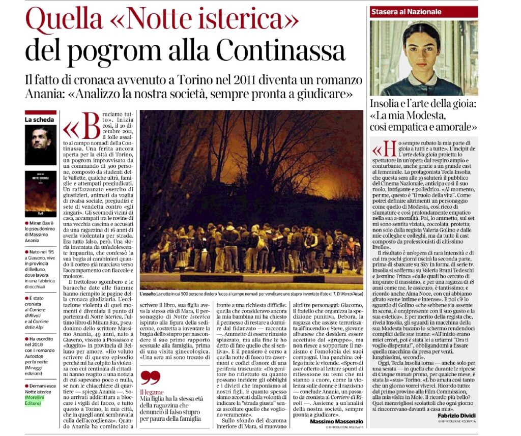 Notte isterica in anteprima sul Corriere della Sera Ed.Torino 1 Corriere della Sera ed. Torino